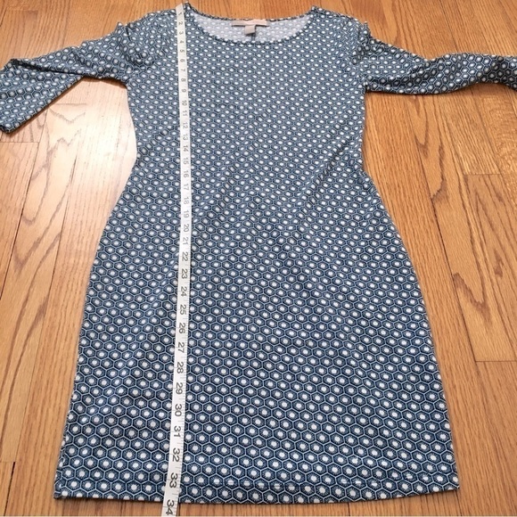 Forever 21 Blue White Crew Neck Long Sleeves Pullover Midi Sheath Dress - Picture 11 of 14